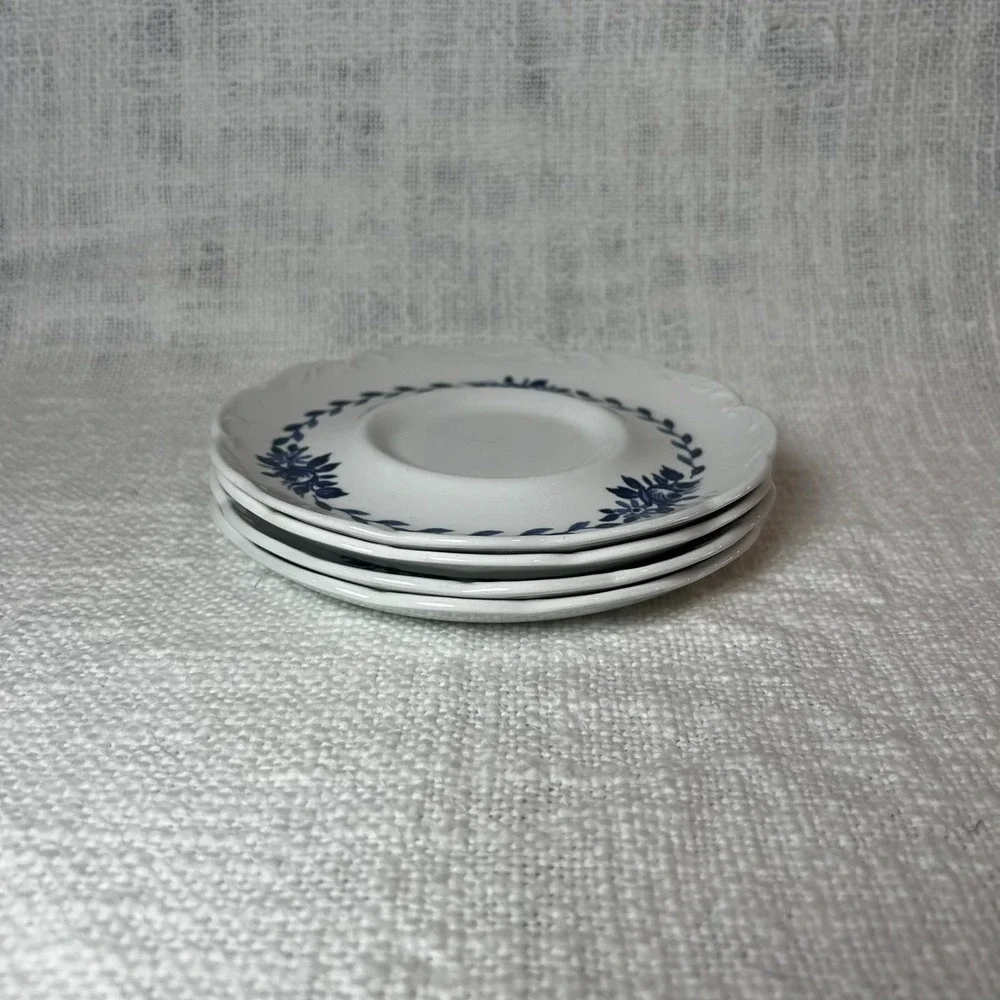 Vintage J.‎ & G. Meakin Ironstone China Tea Saucer Set 4 Dresden Blue 5.5" Plate - Picture 2 of 7